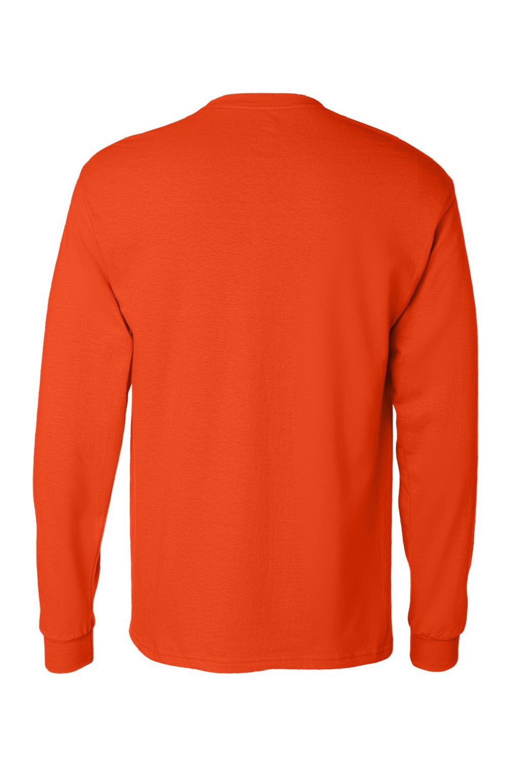 Hanes 5596 Mens Authentic Long Sleeve Crewneck T-Shirt w/ Pocket Orange Flat Back