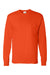 Hanes 5596 Mens Authentic Long Sleeve Crewneck T-Shirt w/ Pocket Orange Flat Front