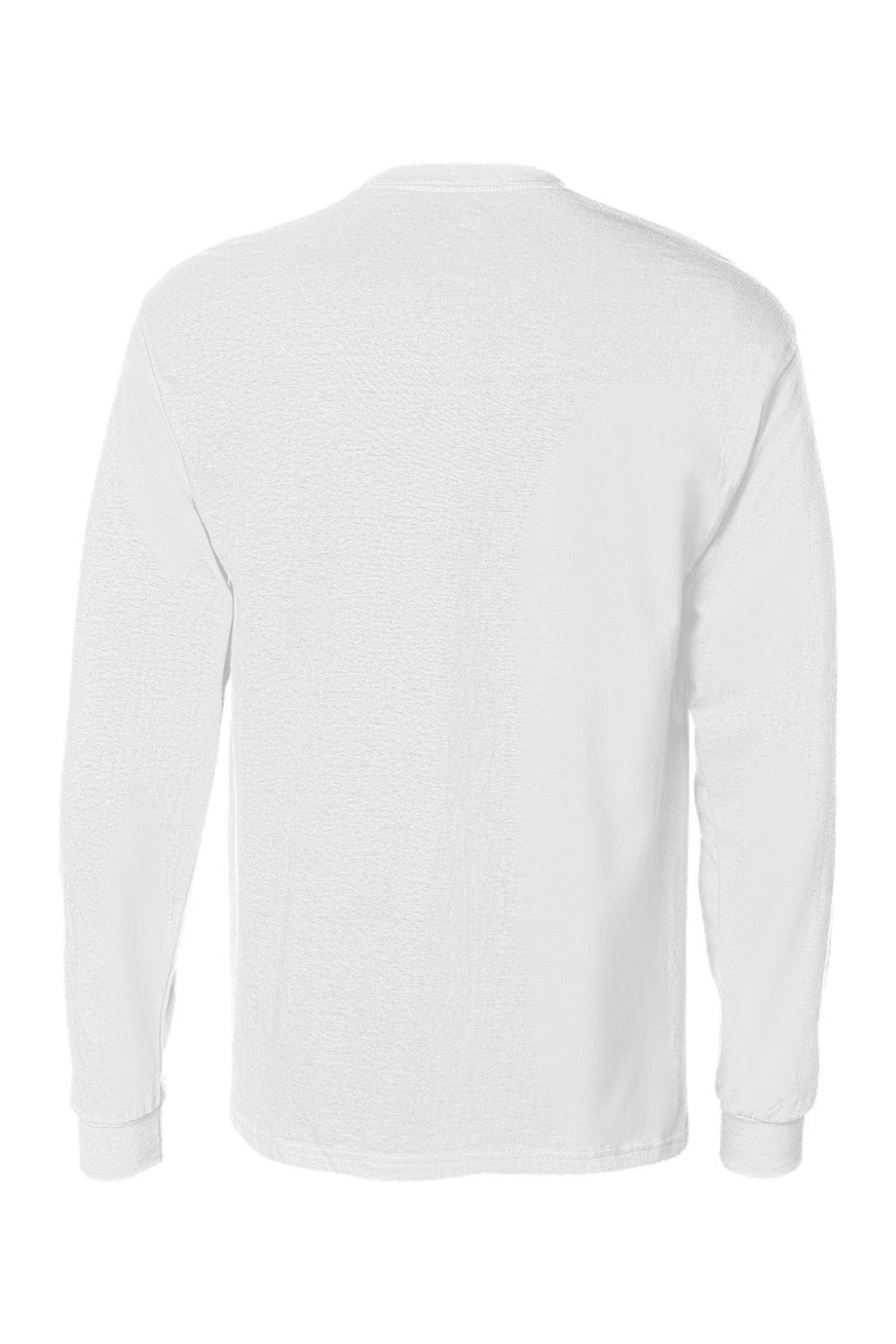 Hanes 5596 Mens Authentic Long Sleeve Crewneck T-Shirt w/ Pocket White Flat Back