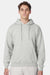 Hanes F170 Mens Ultimate Cotton PrintPro XP Pill Resistant Hooded Sweatshirt Hoodie w/ Pouch Pocket Ash Grey Model Front