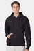 Hanes F170 Mens Ultimate Cotton PrintPro XP Pill Resistant Hooded Sweatshirt Hoodie w/ Pouch Pocket Black Model Front