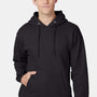 Hanes Mens Ultimate Cotton PrintPro XP Pill Resistant Hooded Sweatshirt Hoodie w/ Pouch Pocket - Black