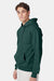 Hanes F170 Mens Ultimate Cotton PrintPro XP Pill Resistant Hooded Sweatshirt Hoodie w/ Pouch Pocket Deep Forest Green Model Side