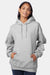 Hanes F170 Mens Ultimate Cotton PrintPro XP Pill Resistant Hooded Sweatshirt Hoodie w/ Pouch Pocket Light Steel Grey Model Front