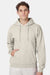 Hanes F170 Mens Ultimate Cotton PrintPro XP Pill Resistant Hooded Sweatshirt Hoodie w/ Pouch Pocket Natural Model Front