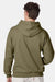 Hanes F170 Mens Ultimate Cotton PrintPro XP Pill Resistant Hooded Sweatshirt Hoodie w/ Pouch Pocket Oregano Model Back