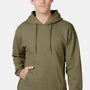 Hanes Mens Ultimate Cotton PrintPro XP Pill Resistant Hooded Sweatshirt Hoodie w/ Pouch Pocket - Oregano