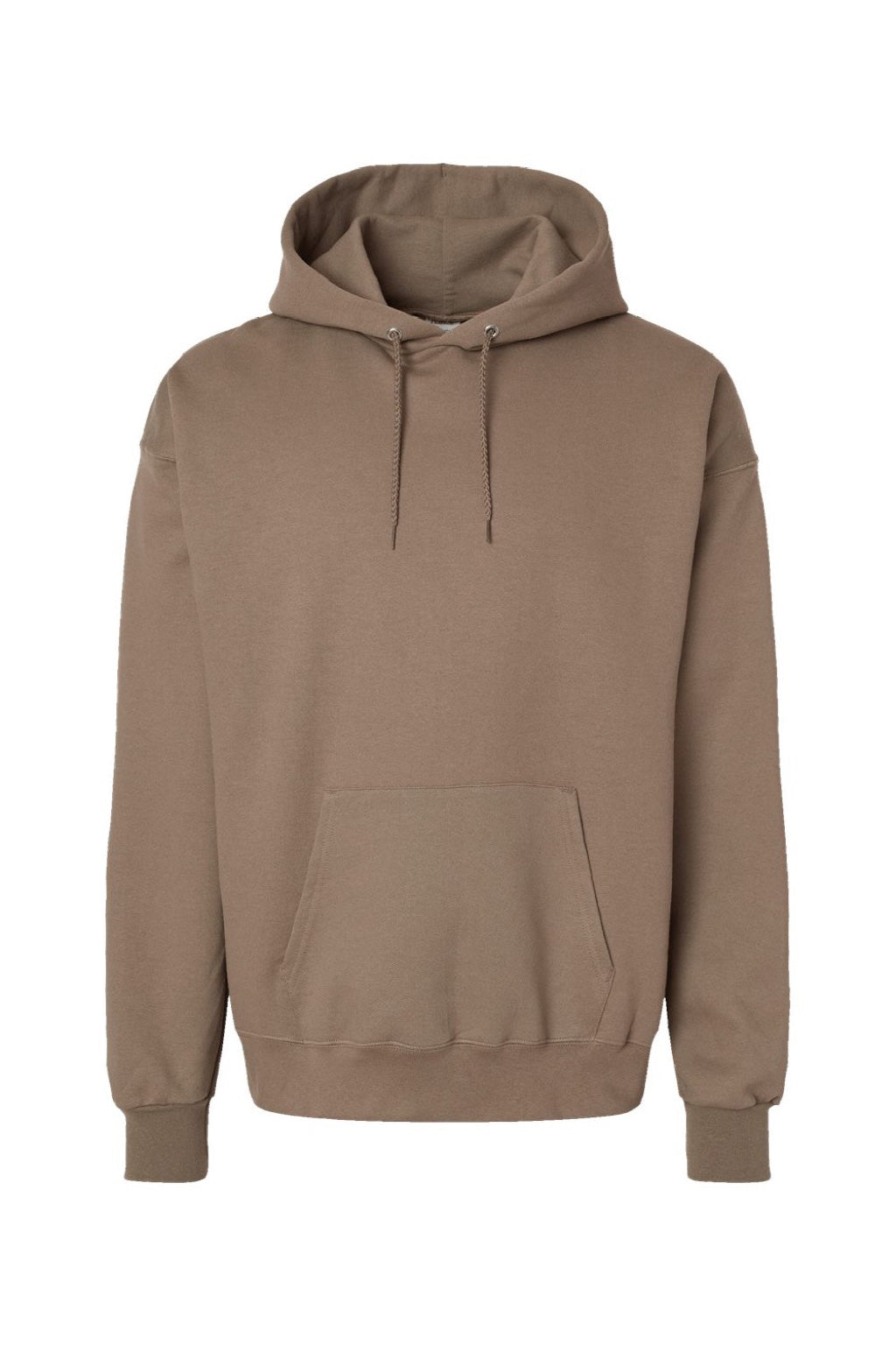 Hanes F170 Mens Ultimate Cotton PrintPro XP Pill Resistant Hooded Sweatshirt Hoodie w/ Pouch Pocket Pebble Brown Flat Front