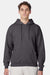 Hanes F170 Mens Ultimate Cotton PrintPro XP Pill Resistant Hooded Sweatshirt Hoodie w/ Pouch Pocket Smoke Grey Model Front