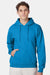 Hanes F170 Mens Ultimate Cotton PrintPro XP Pill Resistant Hooded Sweatshirt Hoodie w/ Pouch Pocket Teal Blue Model Front