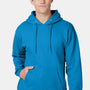 Hanes Mens Ultimate Cotton PrintPro XP Pill Resistant Hooded Sweatshirt Hoodie w/ Pouch Pocket - Teal Blue