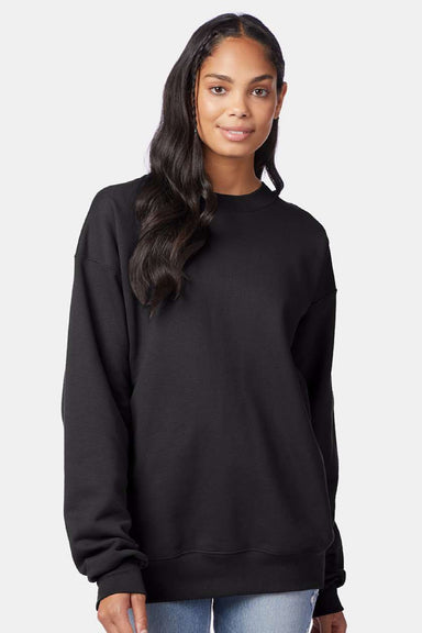 Hanes F260 Mens Ultimate Cotton PrintPro XP Pill Resistant Crewneck Sweatshirt Black Model Front