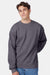 Hanes F260 Mens Ultimate Cotton PrintPro XP Pill Resistant Crewneck Sweatshirt Heather Charcoal Grey Model Front