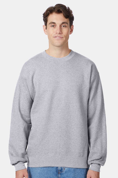 Hanes F260 Mens Ultimate Cotton PrintPro XP Pill Resistant Crewneck Sweatshirt Light Steel Grey Model Front