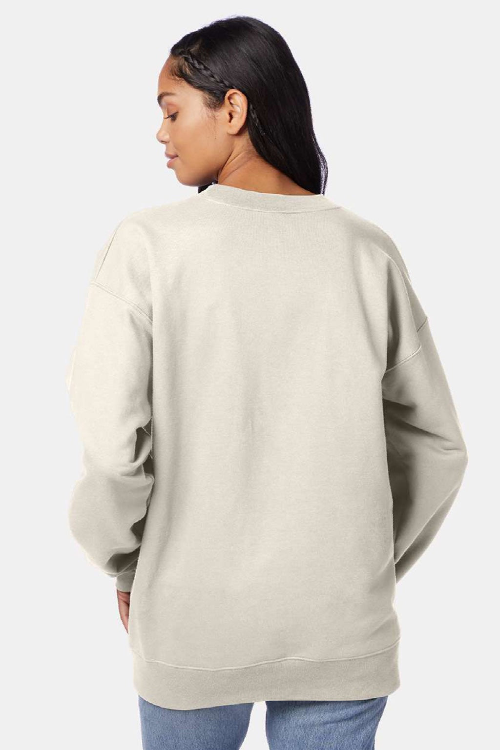 Hanes F260 Mens Ultimate Cotton PrintPro XP Pill Resistant Crewneck Sweatshirt Natural Model Back