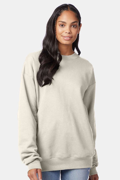 Hanes F260 Mens Ultimate Cotton PrintPro XP Pill Resistant Crewneck Sweatshirt Natural Model Front