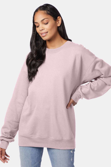 Hanes F260 Mens Ultimate Cotton PrintPro XP Pill Resistant Crewneck Sweatshirt Pale Pink Model Front