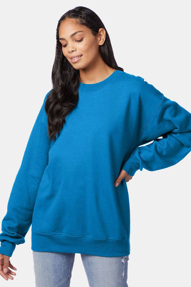 Hanes F260 Mens Ultimate Cotton PrintPro XP Pill Resistant Crewneck Sweatshirt Teal Blue Model Front