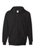 Hanes F280 Mens Ultimate Cotton PrintPro XP Pill Resistant Full Zip Hooded Sweatshirt Hoodie w/ Pockets Black Flat Front