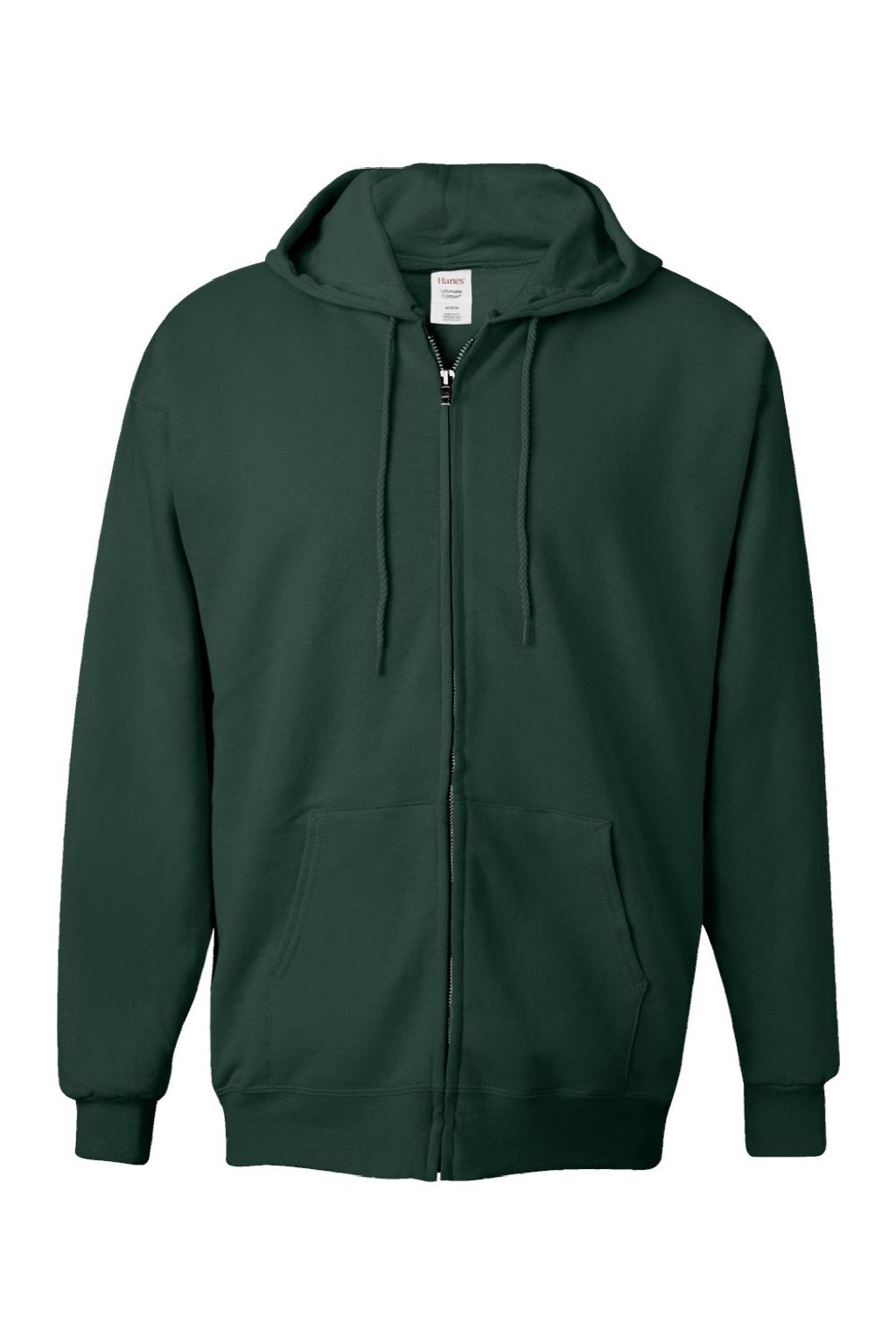 Hanes F280 Mens Ultimate Cotton PrintPro XP Pill Resistant Full Zip Hooded Sweatshirt Hoodie w/ Pockets Deep Forest Green Flat Front