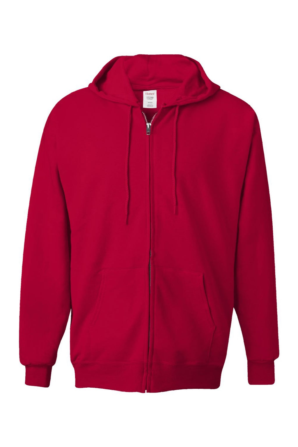 Hanes F280 Mens Ultimate Cotton PrintPro XP Pill Resistant Full Zip Hooded Sweatshirt Hoodie w/ Pockets Deep Red Flat Front
