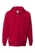 Hanes F280 Mens Ultimate Cotton PrintPro XP Pill Resistant Full Zip Hooded Sweatshirt Hoodie w/ Pockets Deep Red Flat Front