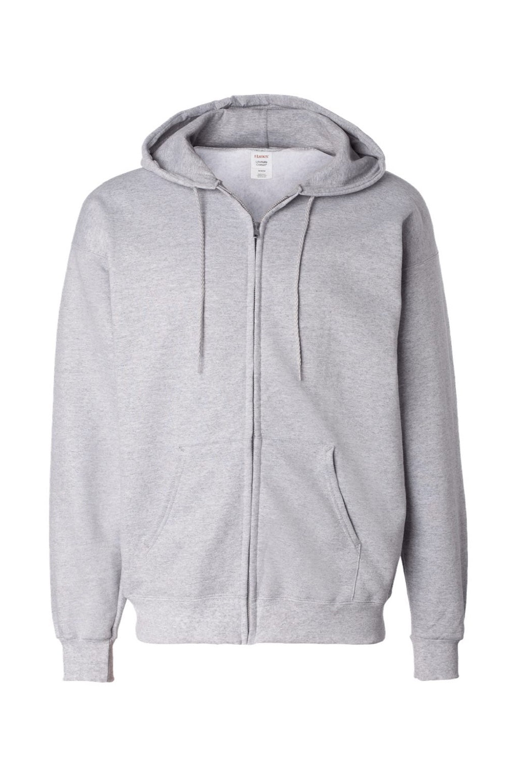 Hanes F280 Mens Ultimate Cotton PrintPro XP Pill Resistant Full Zip Hooded Sweatshirt Hoodie w/ Pockets Light Steel Grey Flat Front