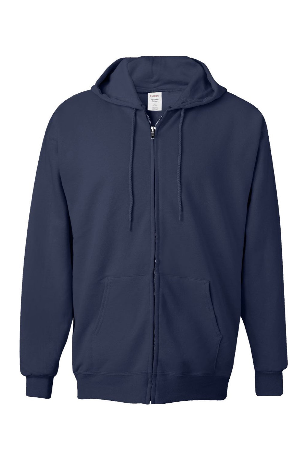 Hanes F280 Mens Ultimate Cotton PrintPro XP Pill Resistant Full Zip Hooded Sweatshirt Hoodie w/ Pockets Navy Blue Flat Front