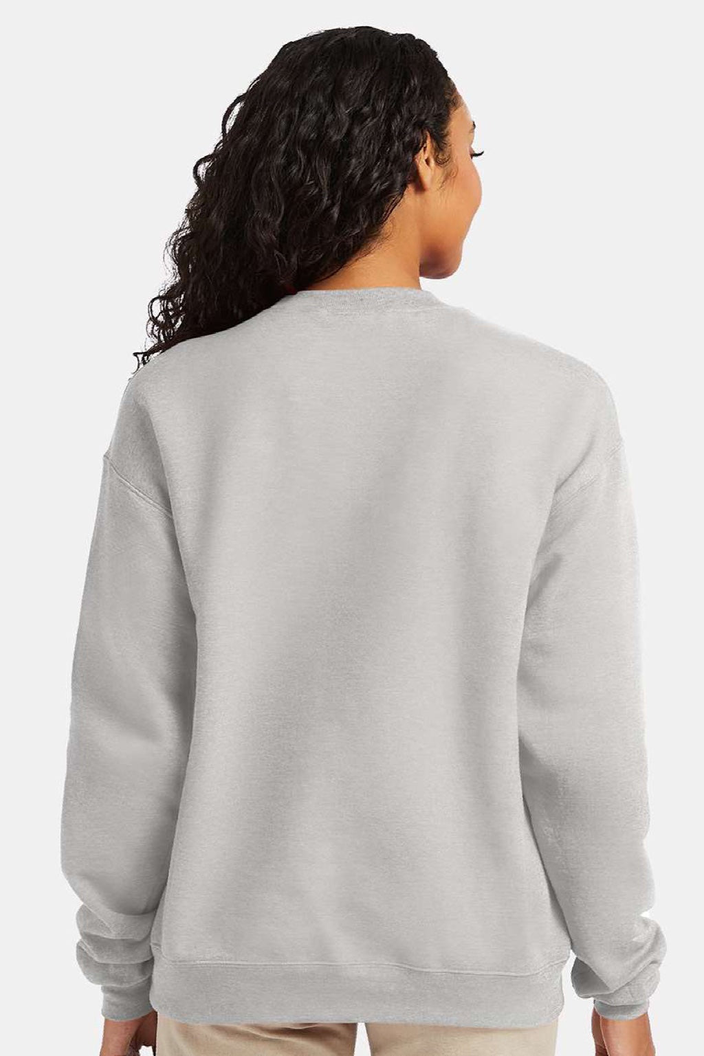 Hanes P160 Mens EcoSmart Print Pro XP Pill Resistant Fleece Crewneck Sweatshirt Ash Grey Model Back