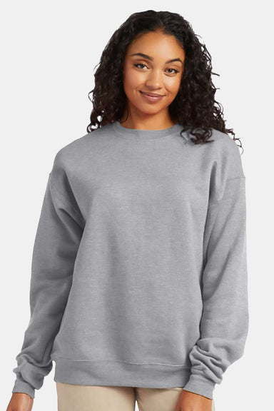 Hanes P160 Mens EcoSmart Print Pro XP Pill Resistant Fleece Crewneck Sweatshirt Light Steel Grey Model Front