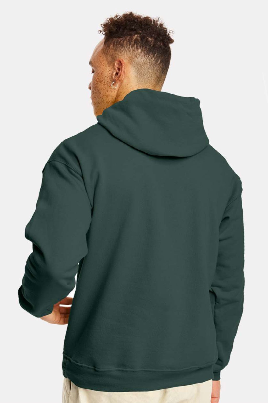 Hanes P170 Mens EcoSmart Print Pro XP Pill Resistant Hooded Sweatshirt Hoodie w/ Pouch Pocket Athletic Dark Green Model Back