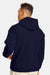 Hanes P170 Mens EcoSmart Print Pro XP Pill Resistant Hooded Sweatshirt Hoodie w/ Pouch Pocket Athletic Navy Blue Model Back