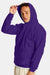 Hanes P170 Mens EcoSmart Print Pro XP Pill Resistant Hooded Sweatshirt Hoodie w/ Pouch Pocket Athletic Purple Model Side
