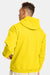 Hanes P170 Mens EcoSmart Print Pro XP Pill Resistant Hooded Sweatshirt Hoodie w/ Pouch Pocket Athletic Yellow Model Back