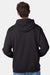 Hanes P170 Mens EcoSmart Print Pro XP Pill Resistant Hooded Sweatshirt Hoodie w/ Pouch Pocket Black Model Back