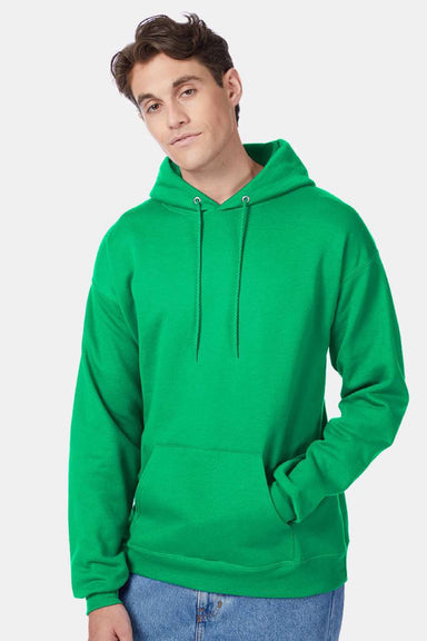 Hanes P170 Mens EcoSmart Print Pro XP Pill Resistant Hooded Sweatshirt Hoodie w/ Pouch Pocket Kelly Green Model Front