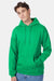 Hanes P170 Mens EcoSmart Print Pro XP Pill Resistant Hooded Sweatshirt Hoodie w/ Pouch Pocket Kelly Green Model Front