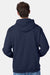 Hanes P170 Mens EcoSmart Print Pro XP Pill Resistant Hooded Sweatshirt Hoodie w/ Pouch Pocket Navy Blue Model Back