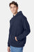 Hanes P170 Mens EcoSmart Print Pro XP Pill Resistant Hooded Sweatshirt Hoodie w/ Pouch Pocket Navy Blue Model Side