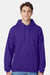 Hanes P170 Mens EcoSmart Print Pro XP Pill Resistant Hooded Sweatshirt Hoodie w/ Pouch Pocket Purple Model Front