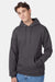 Hanes P170 Mens EcoSmart Print Pro XP Pill Resistant Hooded Sweatshirt Hoodie w/ Pouch Pocket Smoke Grey Model Front