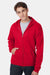 Hanes P180 Mens EcoSmart Print Pro XP Pill Resistant Full Zip Hooded Sweatshirt Hoodie w/ Pockets Deep Red Model Front