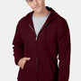 Hanes Mens EcoSmart Print Pro XP Pill Resistant Full Zip Hooded Sweatshirt Hoodie w/ Pockets - Maroon