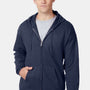 Hanes Mens EcoSmart Print Pro XP Pill Resistant Full Zip Hooded Sweatshirt Hoodie w/ Pockets - Navy Blue