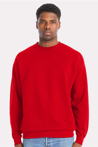Hanes RS160 Mens Perfect Sweats Crewneck Sweatshirt Athletic Red Model Front