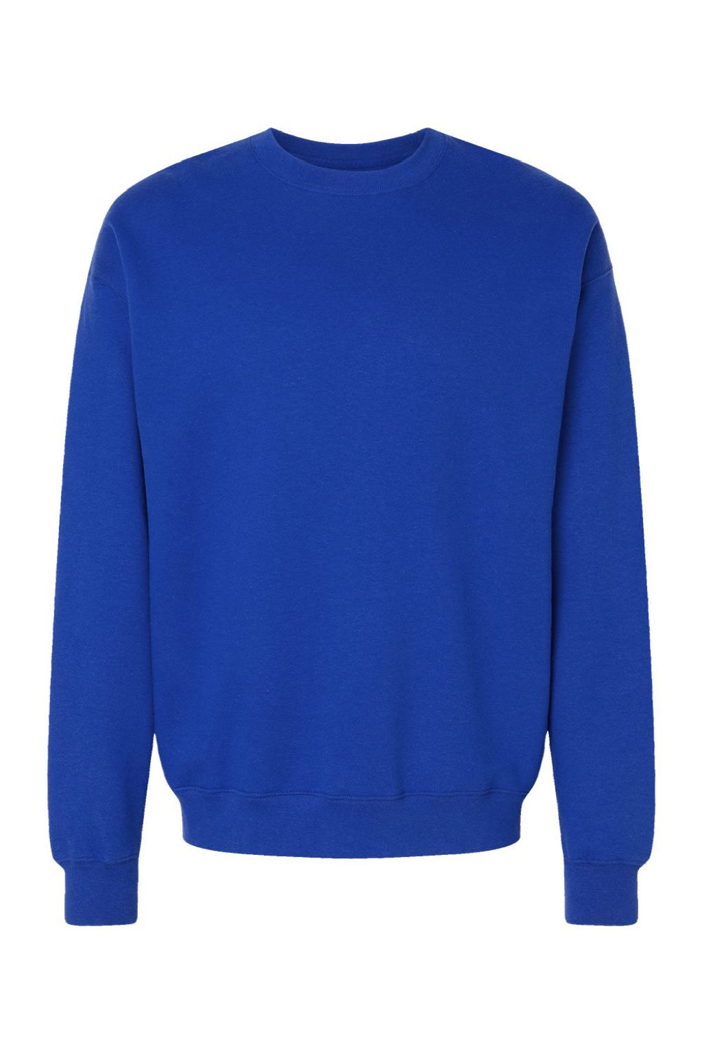 Hanes RS160 Mens Perfect Sweats Crewneck Sweatshirt Deep Royal Blue Flat Front