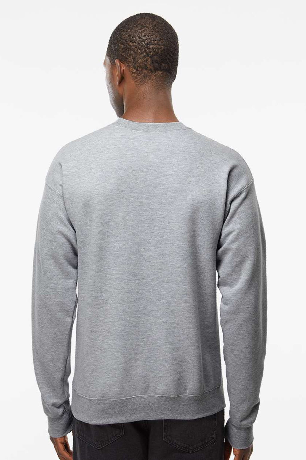 Hanes RS160 Mens Perfect Sweats Crewneck Sweatshirt Light Steel Grey Model Back