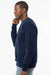 Hanes RS160 Mens Perfect Sweats Crewneck Sweatshirt Navy Blue Model Side