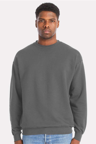 Hanes RS160 Mens Perfect Sweats Crewneck Sweatshirt Smoke Grey Model Front
