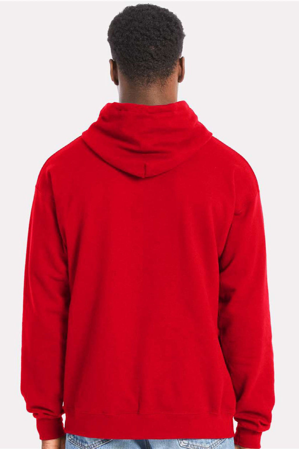 Hanes RS170 Mens Perfect Sweats Hooded Sweatshirt Hoodie w/ Pouch Pocket Athletic Red Model Back